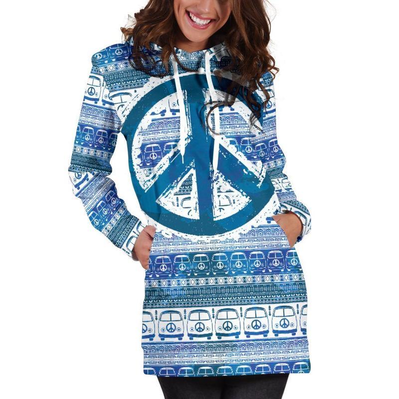 Dress Hoodie - Boho Peace Hippie Bus