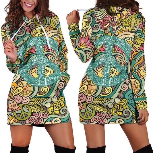 Dress Hoodie - Peace Hippie Green