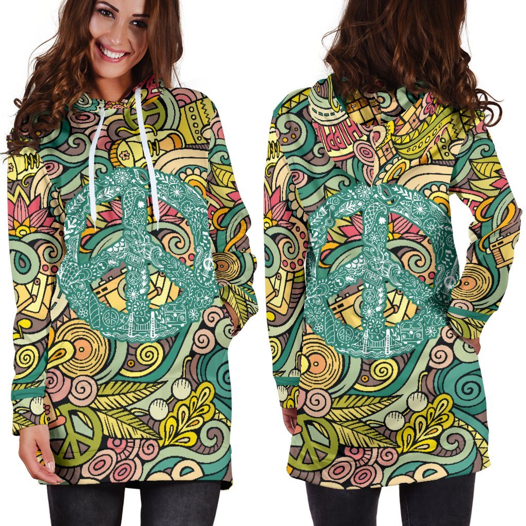 Dress Hoodie - Peace Hippie Green