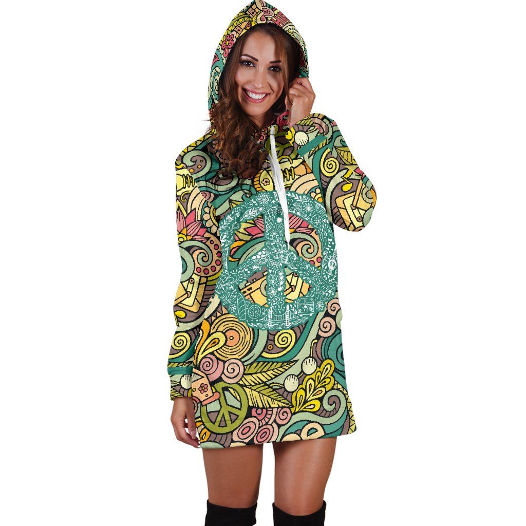 Dress Hoodie - Peace Hippie Green