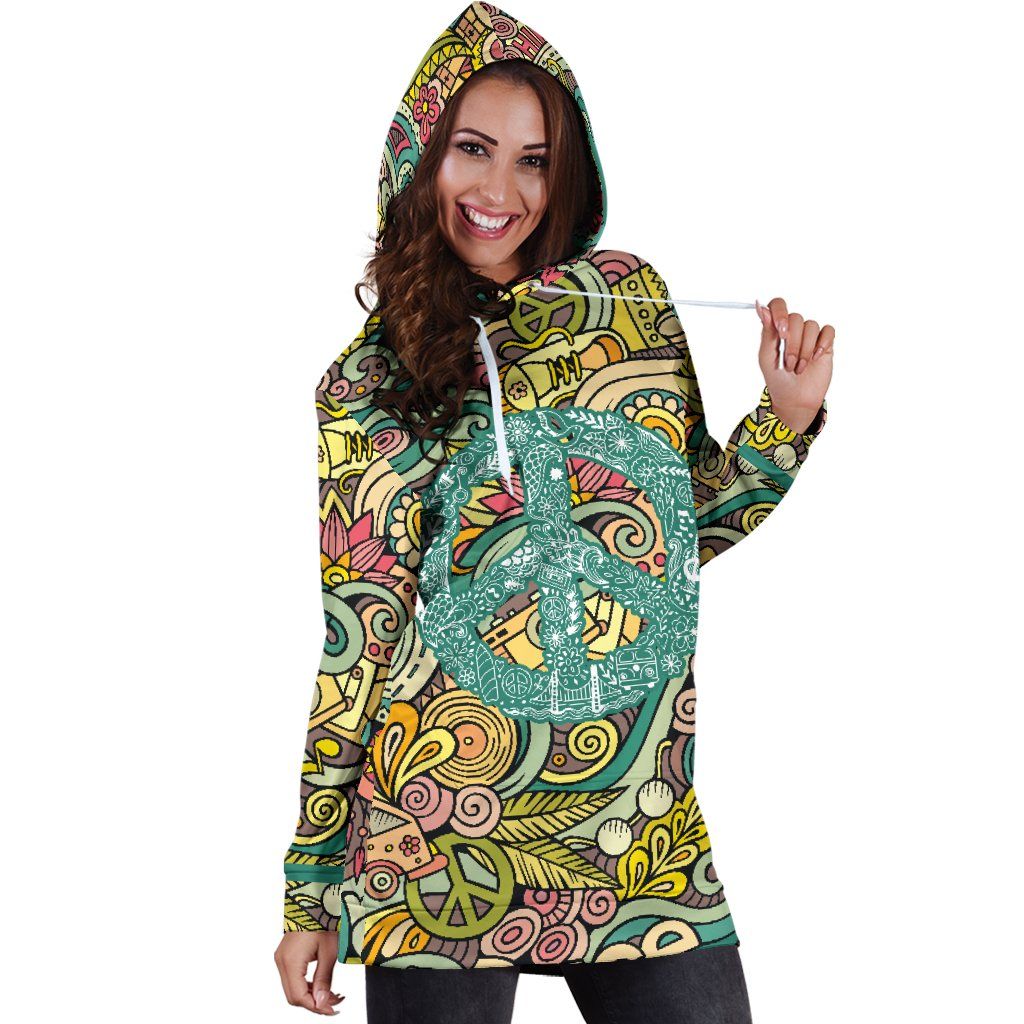 Dress Hoodie - Peace Hippie Green