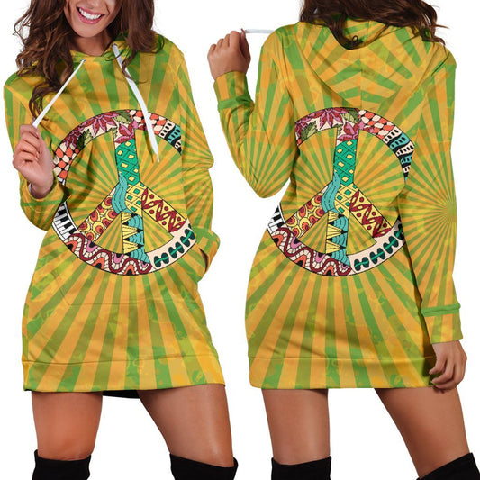 Dress Hoodie - Peace Hippie Yellow