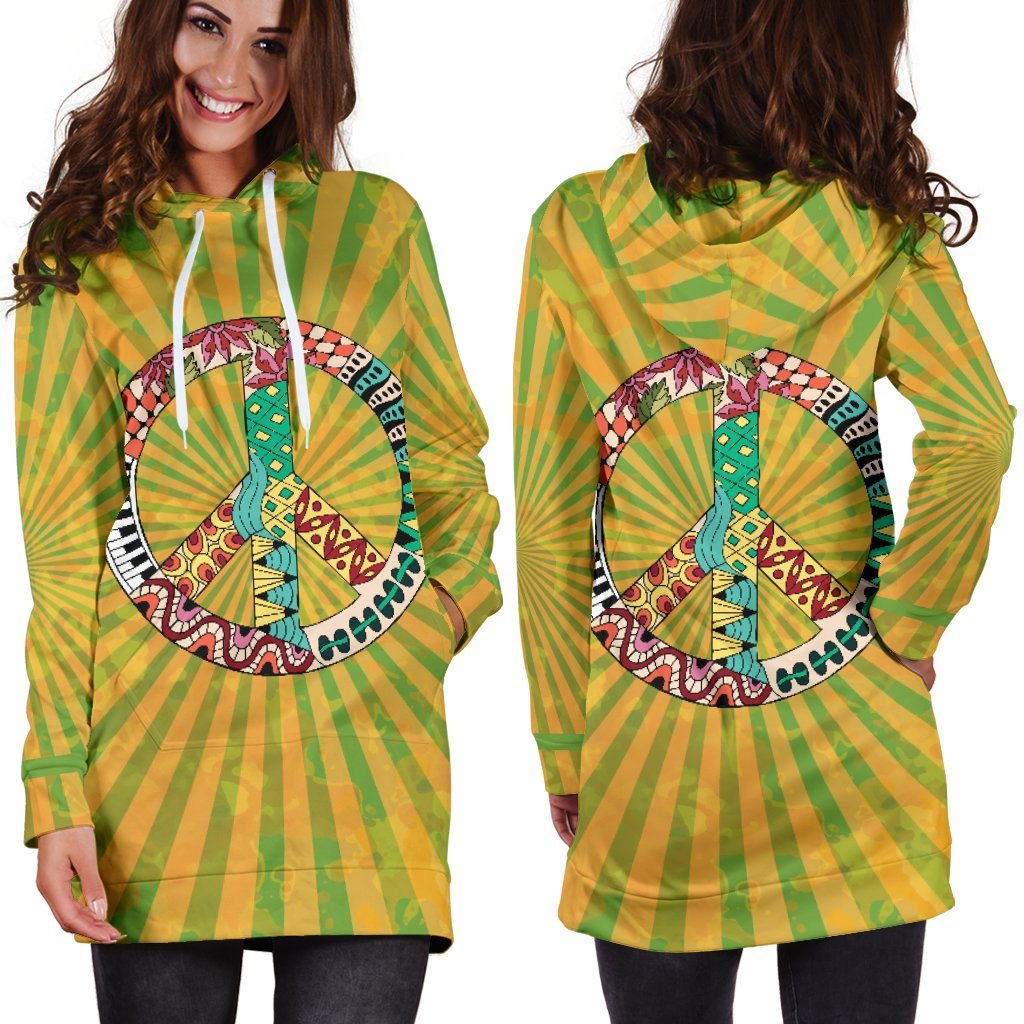 Dress Hoodie - Peace Hippie Yellow