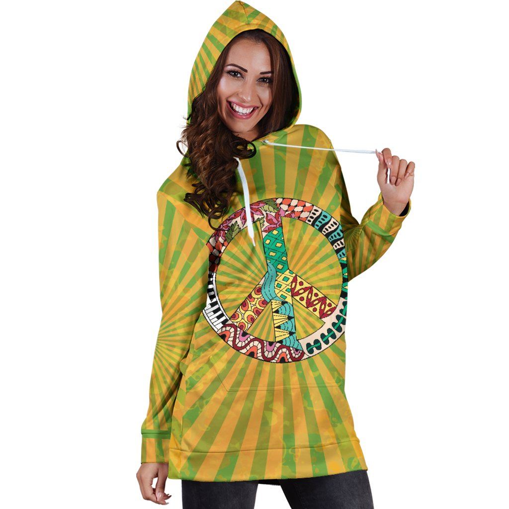 Dress Hoodie - Peace Hippie Yellow