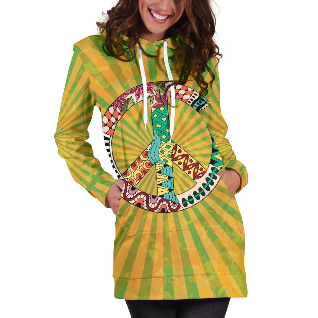 Dress Hoodie - Peace Hippie Yellow