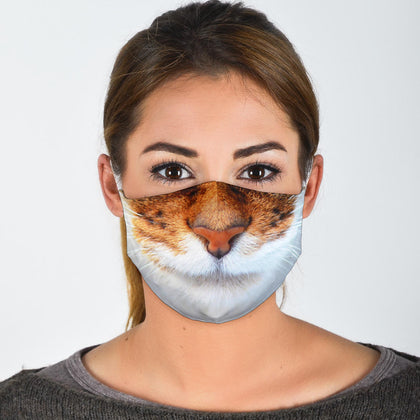 Brown and White Cat Face Mask
