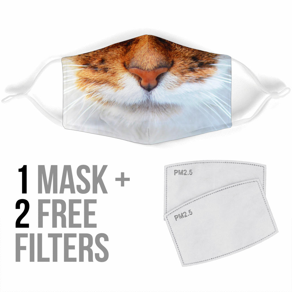 Brown and White Cat Face Mask