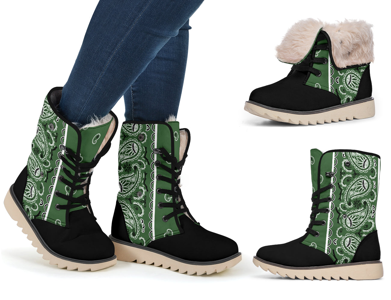 Classic Green Bandana Women's Polar boots