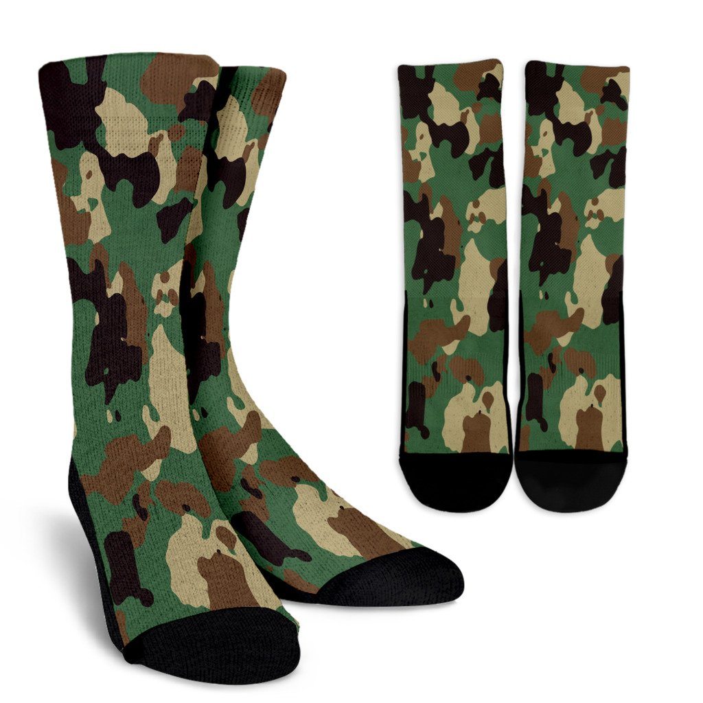 Green Camouflage Crew Socks