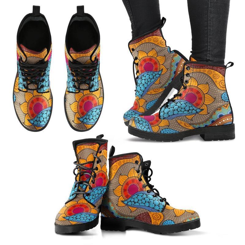 Leather Boots - Abstract Sun