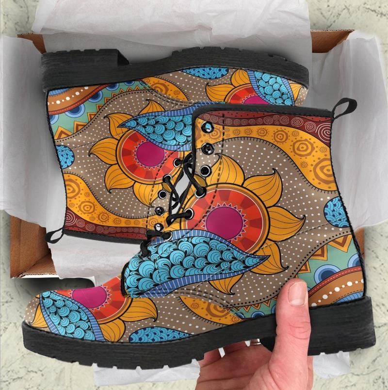 Leather Boots - Abstract Sun