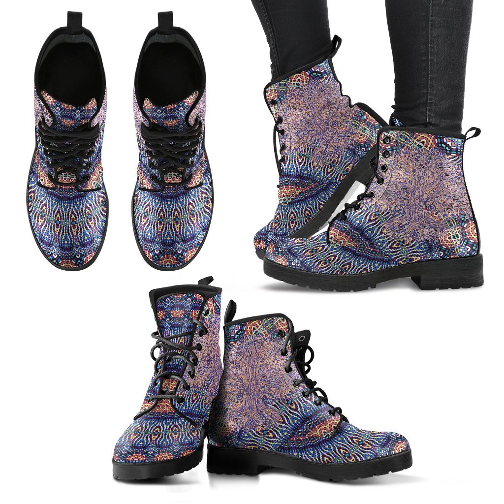 Leather Boots - Abstract Tree Of Life