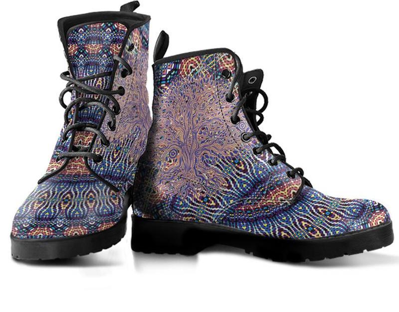 Leather Boots - Abstract Tree Of Life