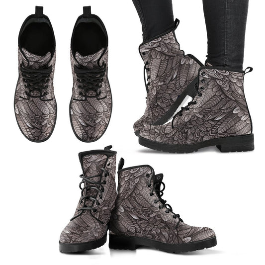 Leather Boots - Bohemian Feather Brown