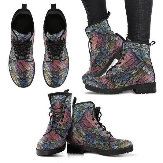 Leather Boots - Bohemian Feather Multicolor