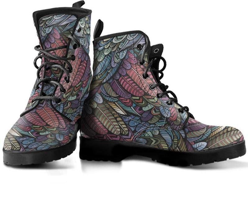 Leather Boots - Bohemian Feather Multicolor