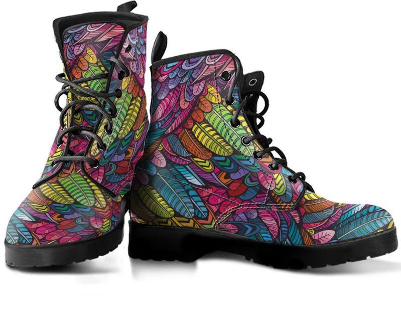Leather Boots - Bohemian Feather Multicolor