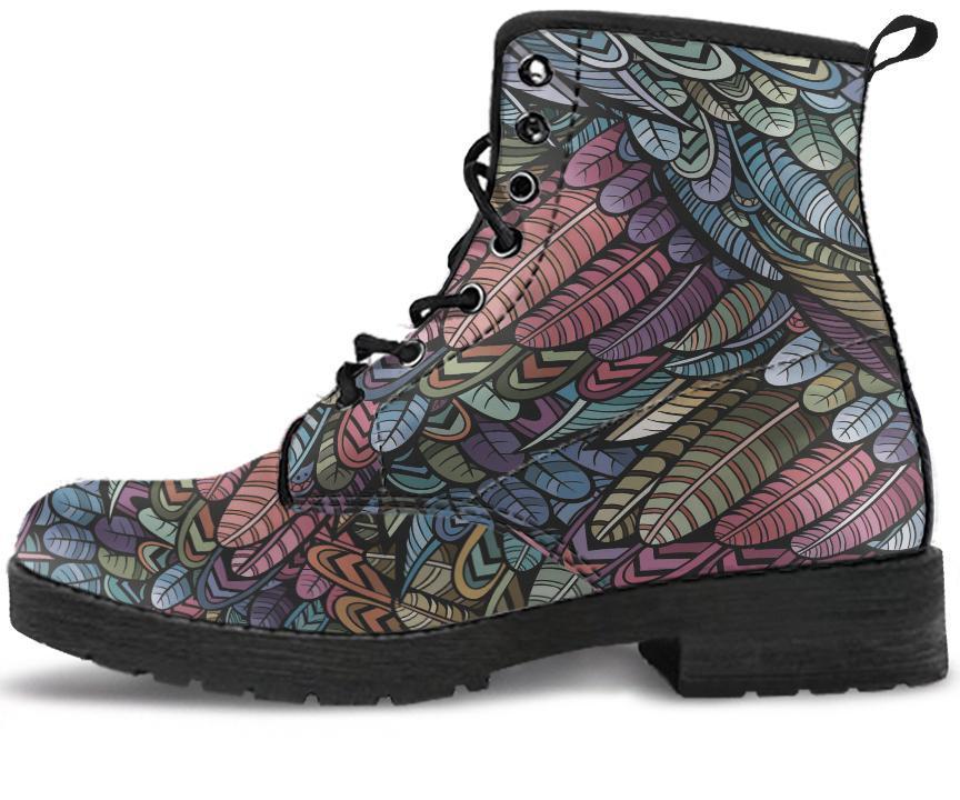 Leather Boots - Bohemian Feather Multicolor