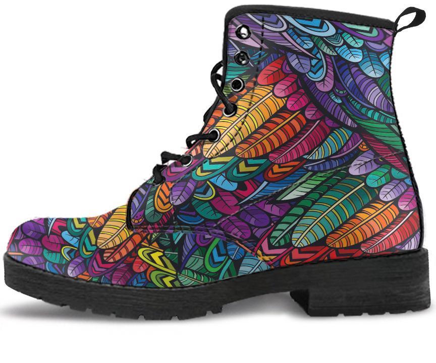 Leather Boots - Bohemian Feather Multicolor