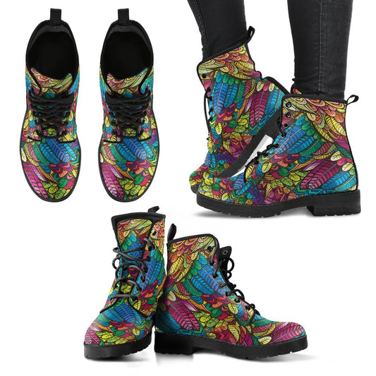 Leather Boots - Bohemian Feather Yellow