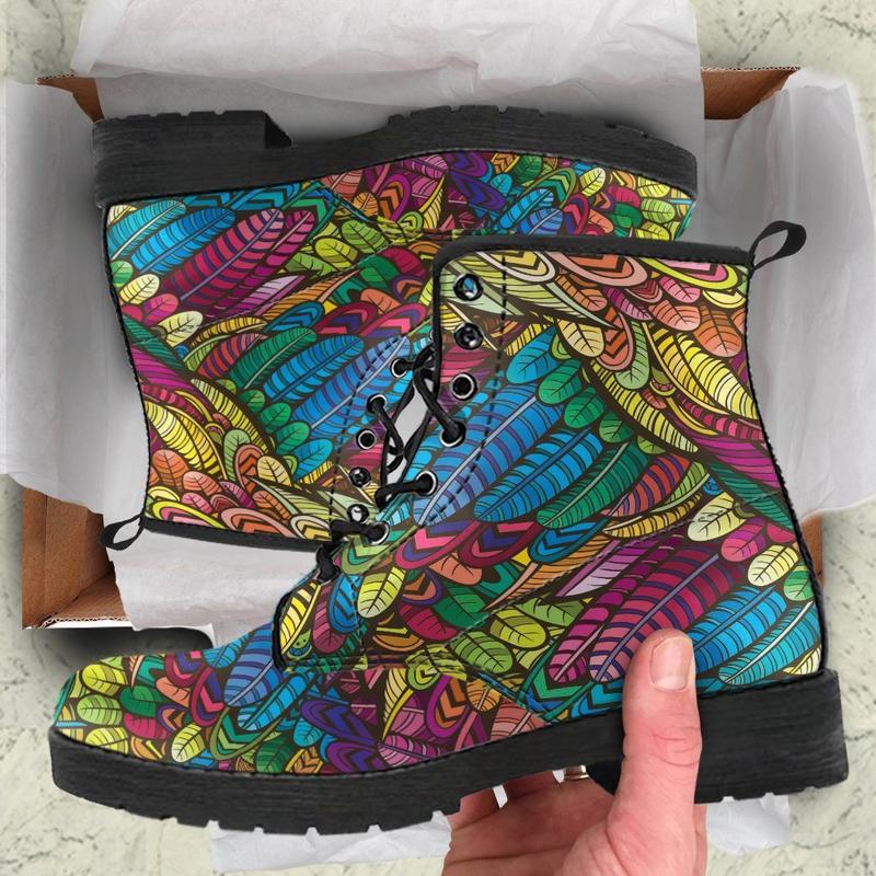 Leather Boots - Bohemian Feather Yellow