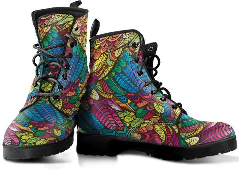 Leather Boots - Bohemian Feather Yellow