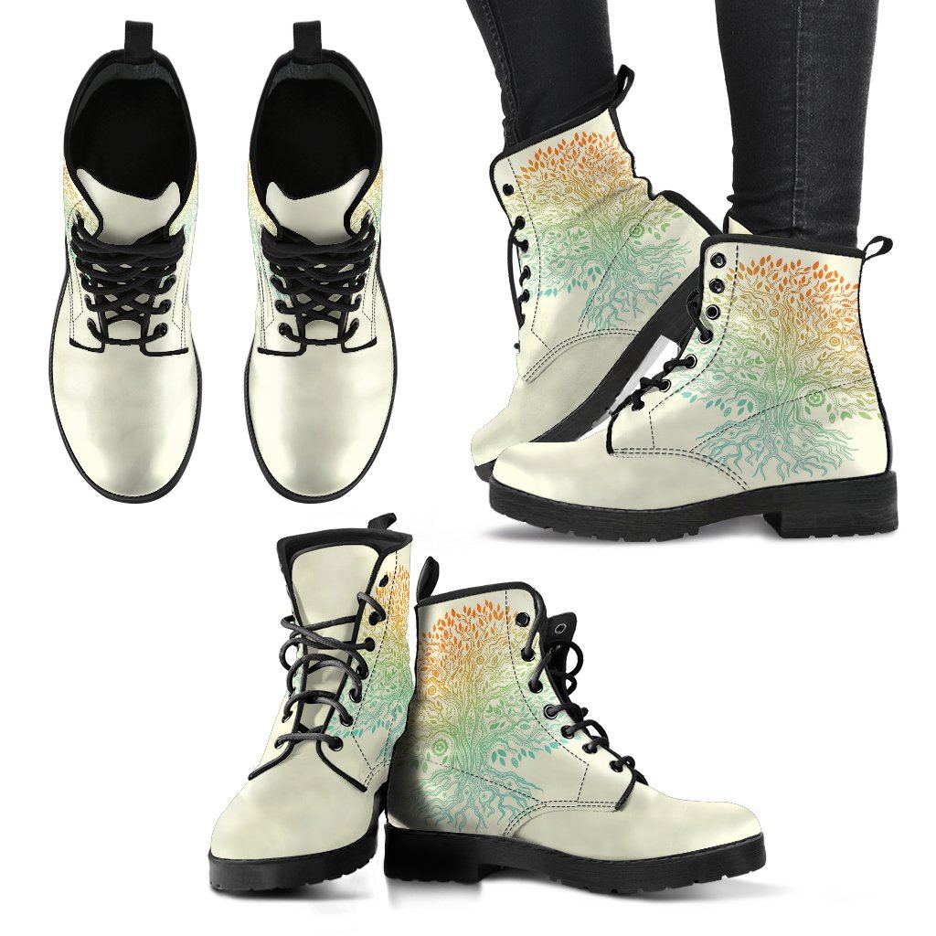 Leather Boots - Bright Tree Of Life
