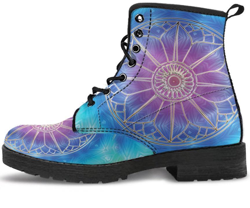 Leather Boots - Chakra Blue Mandala