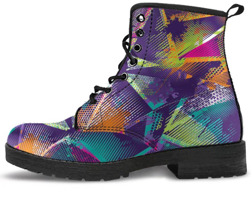 Leather Boots - Colorful Geometric