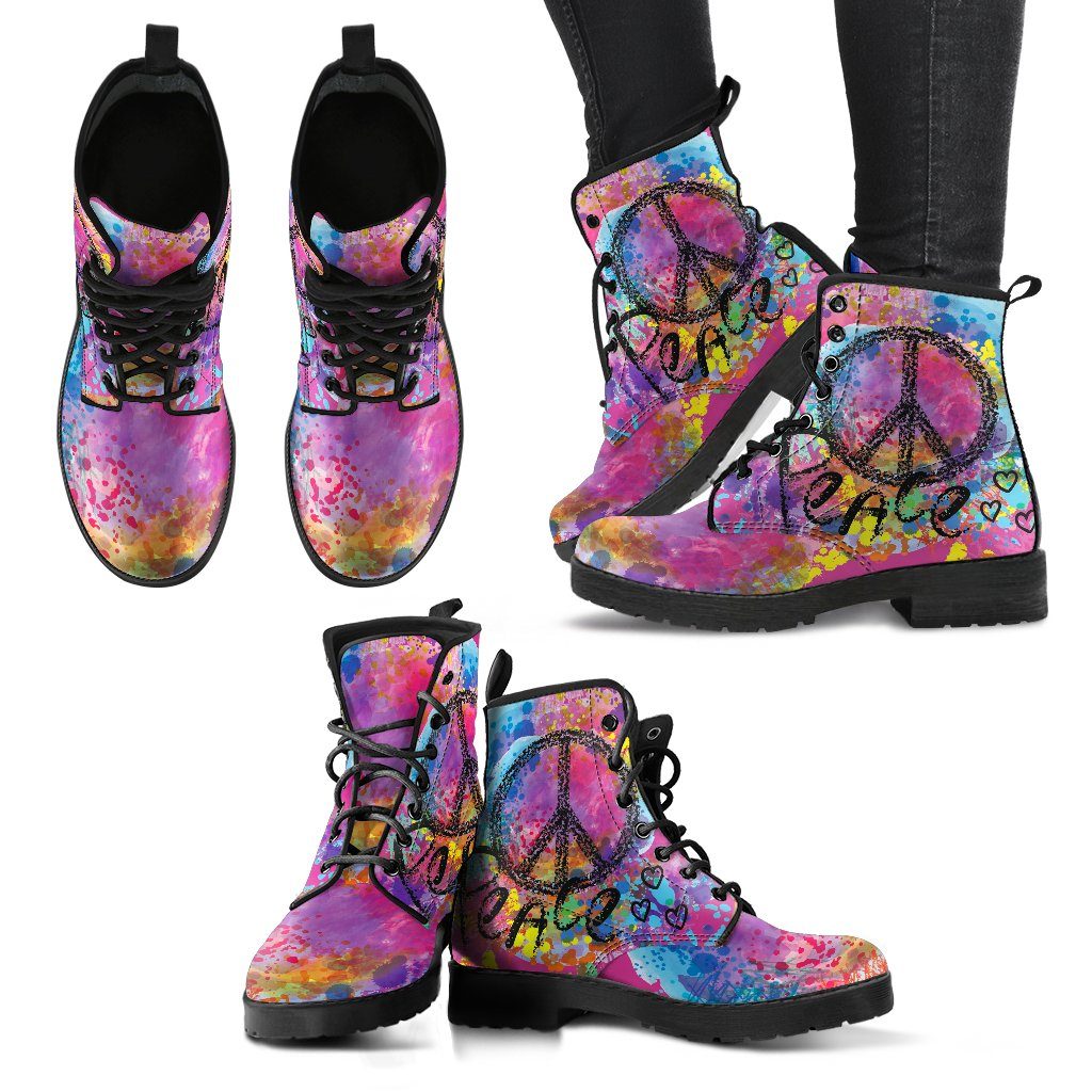 Leather Boots - Colorful Peace
