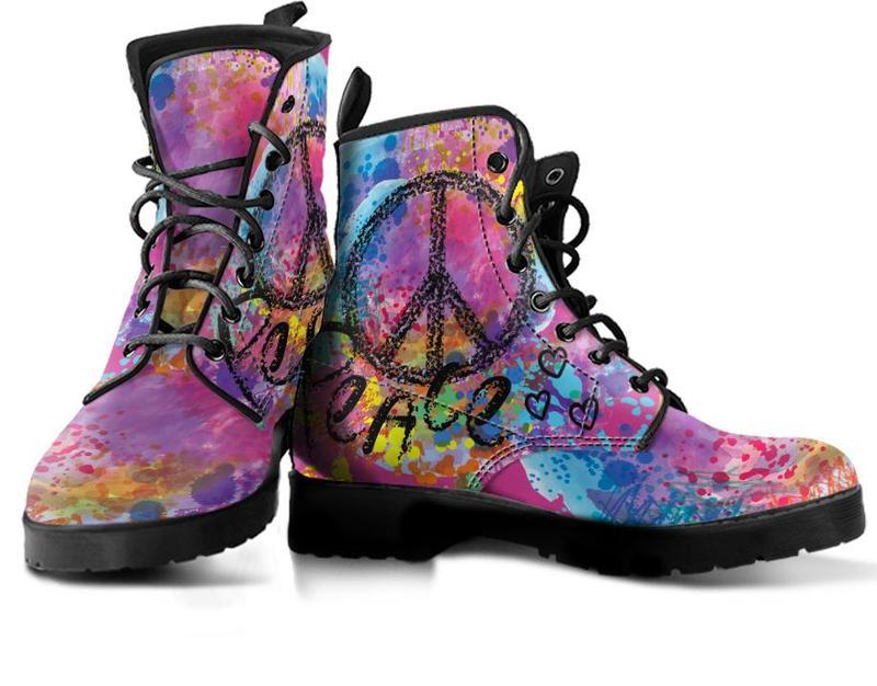 Leather Boots - Colorful Peace