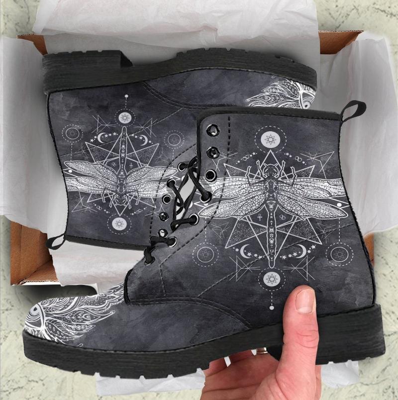 Leather Boots - Dragonfly Lotus