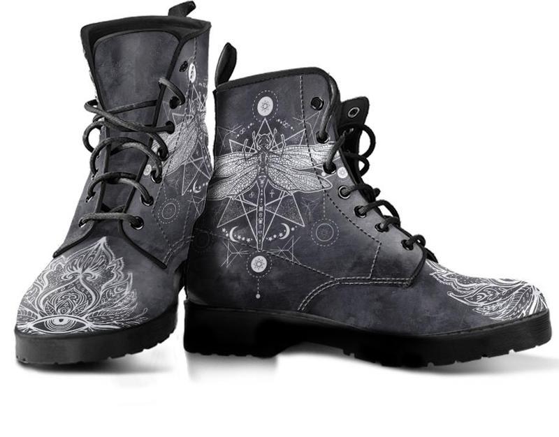Leather Boots - Dragonfly Lotus