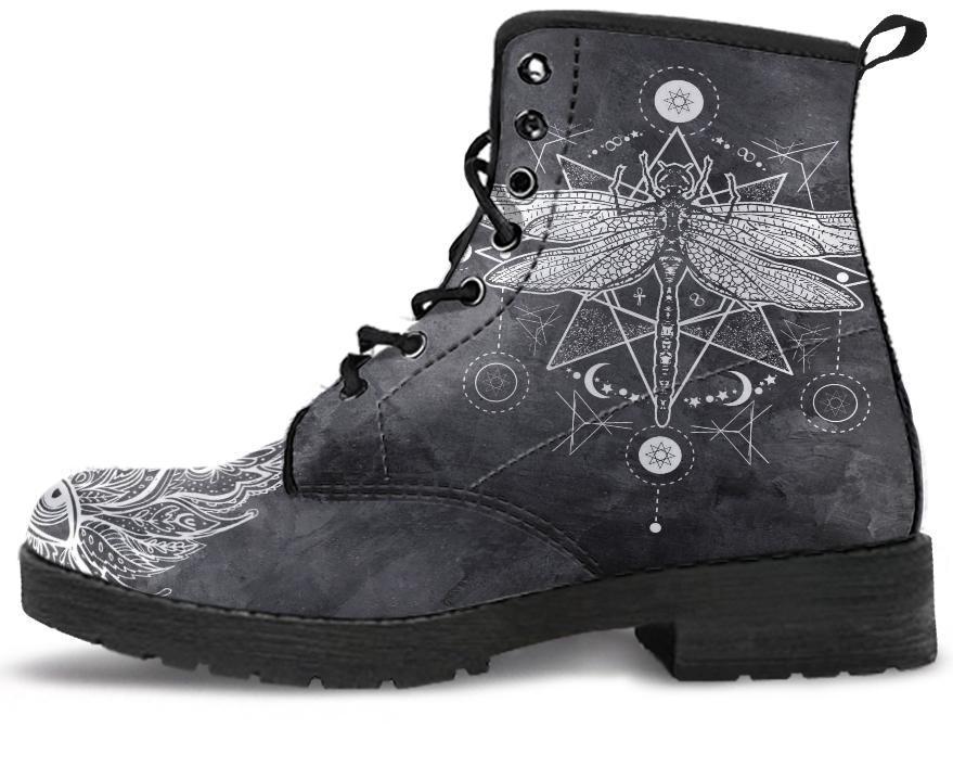 Leather Boots - Dragonfly Lotus