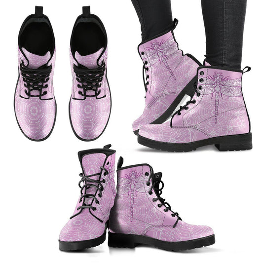 Leather Boots - Dragonfly Mandala