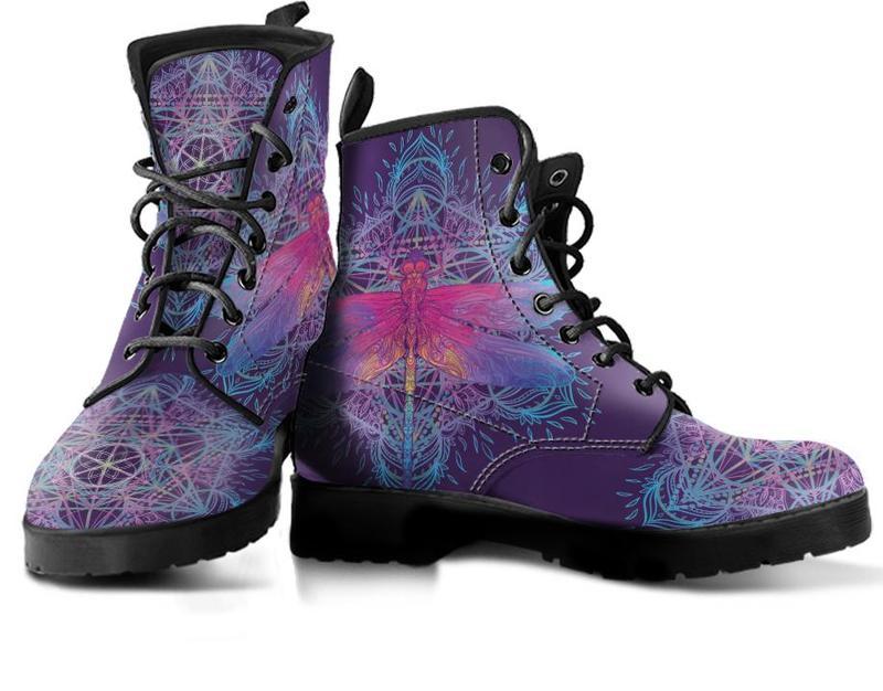 Leather Boots - Dragonfly Mandala