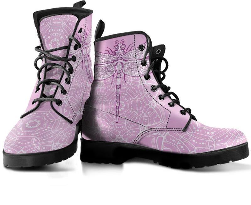 Leather Boots - Dragonfly Mandala