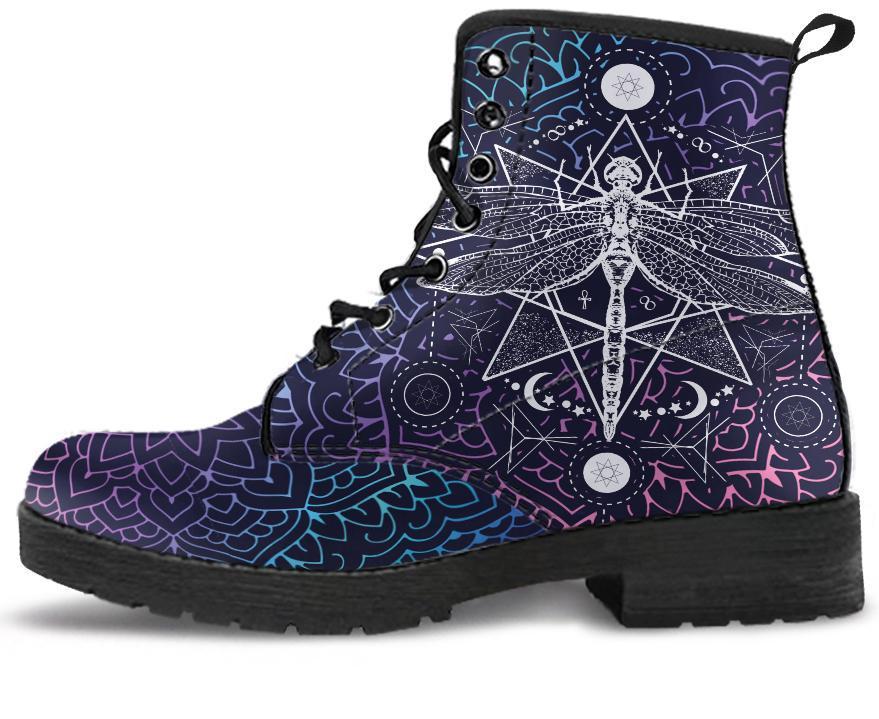 Leather Boots - Dragonfly Mandala