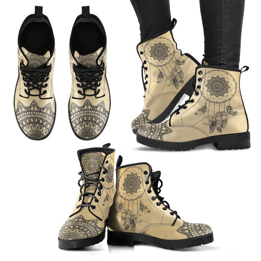Leather Boots - Dream Catcher Feather