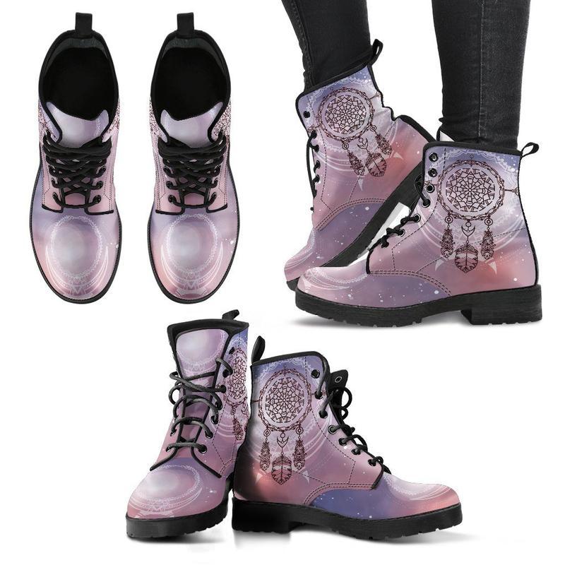 Leather Boots - Dream Catcher Purple