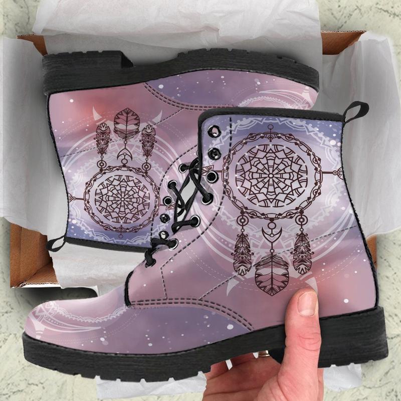 Leather Boots - Dream Catcher Purple