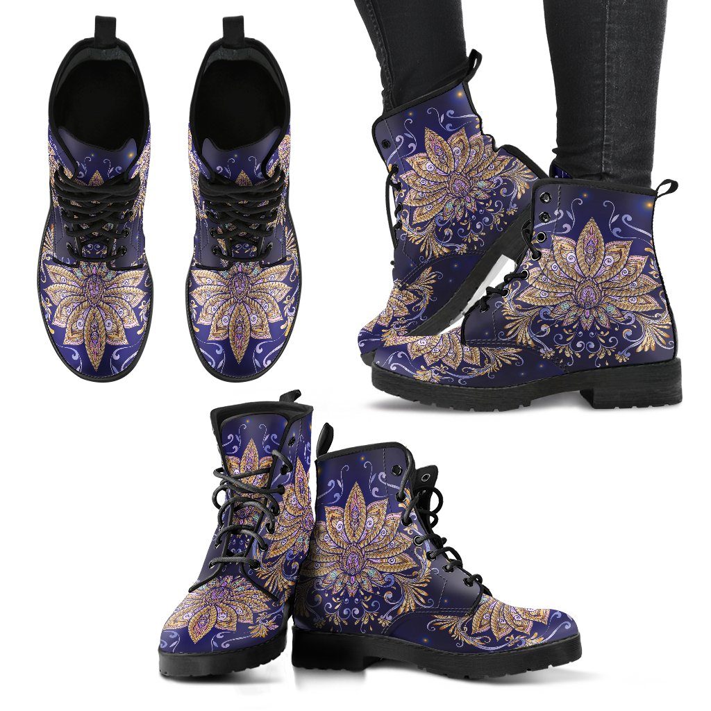 Leather Boots - Elegant Lotus