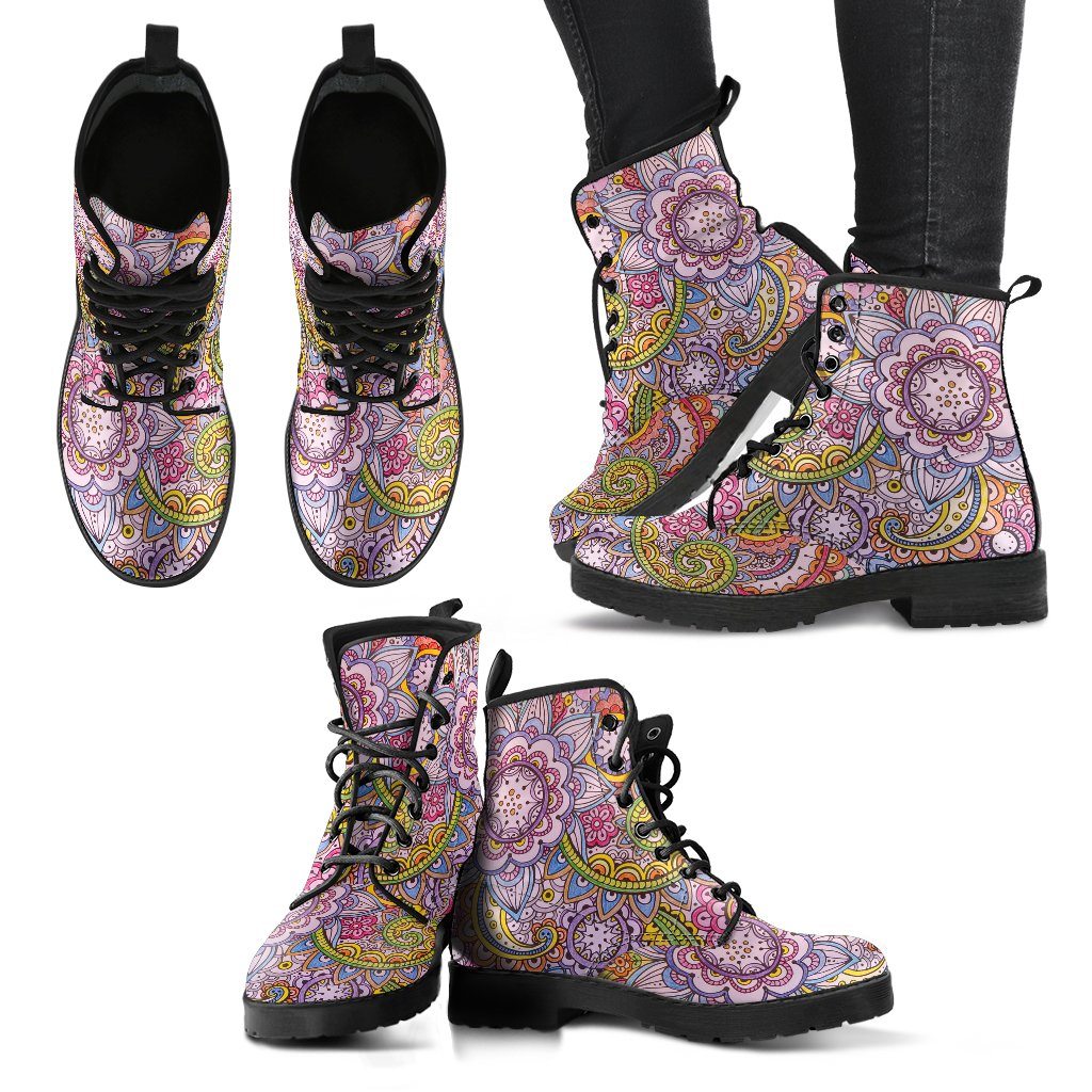 Leather Boots - Floral Mandala
