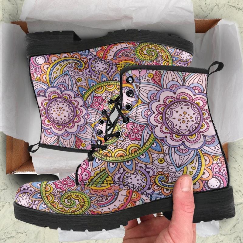 Leather Boots - Floral Mandala