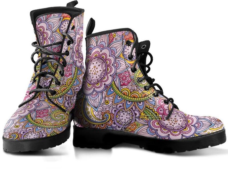 Leather Boots - Floral Mandala