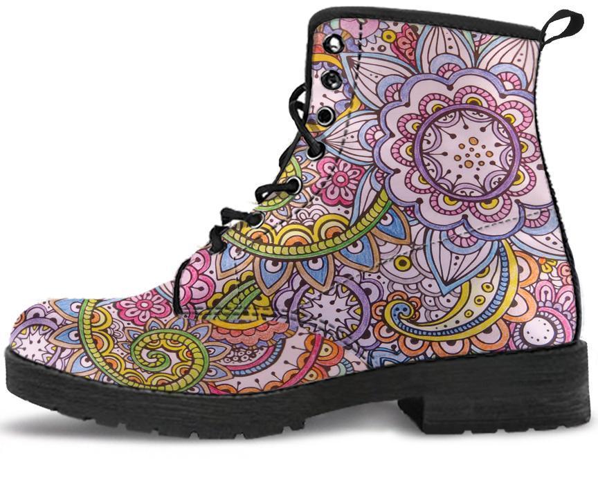 Leather Boots - Floral Mandala