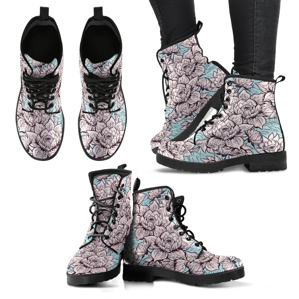 Leather Boots - Green Lotus