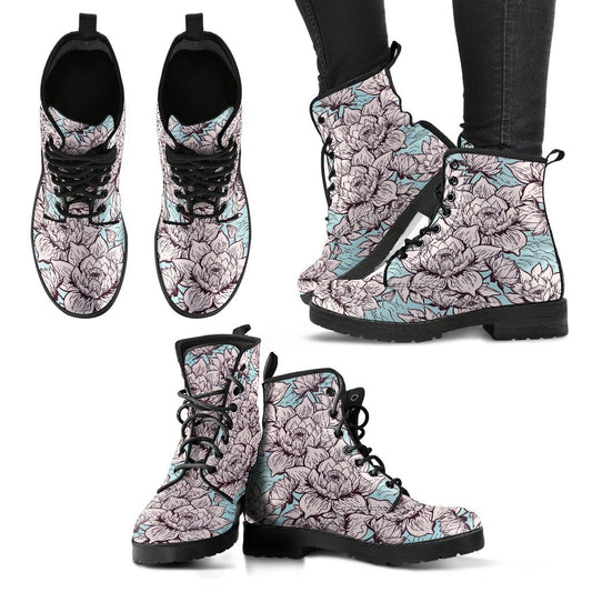 Leather Boots - Green Lotus