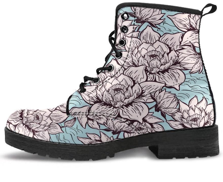 Leather Boots - Green Lotus