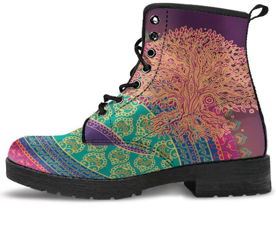 Leather Boots - Green Tree Of Life